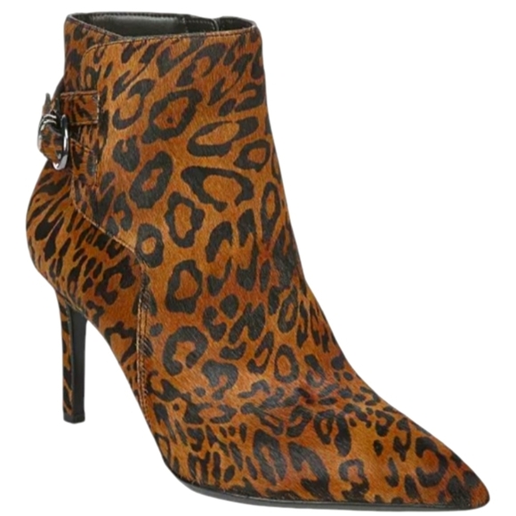 Naturalizer Alaina Cheetah Leopard Print Calf Hair Strappy Detail Boots Size 7.5 - Picture 1 of 9